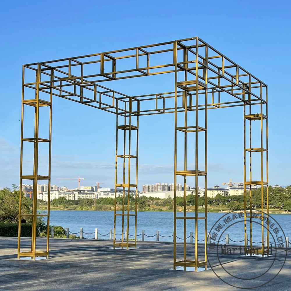 Gold chuppah wedding mandap wedding arch ceremony arch Gazeebo chuppah ceremony frame  gold chuppah kit    bridal shower couples shower stage decor wedding aisle photo backdrop decor ideas