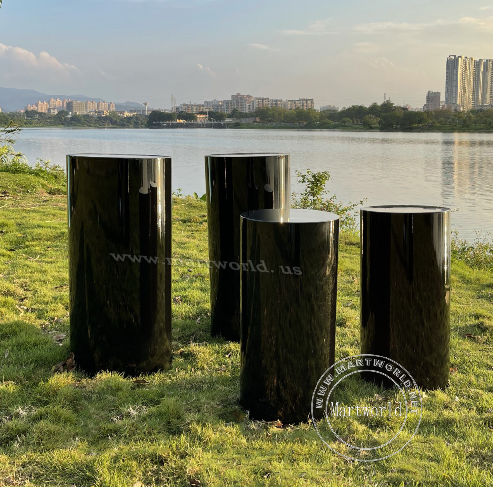 Large pedestal black table cylinder plinth table cake table birthday party table sweet table wedding table