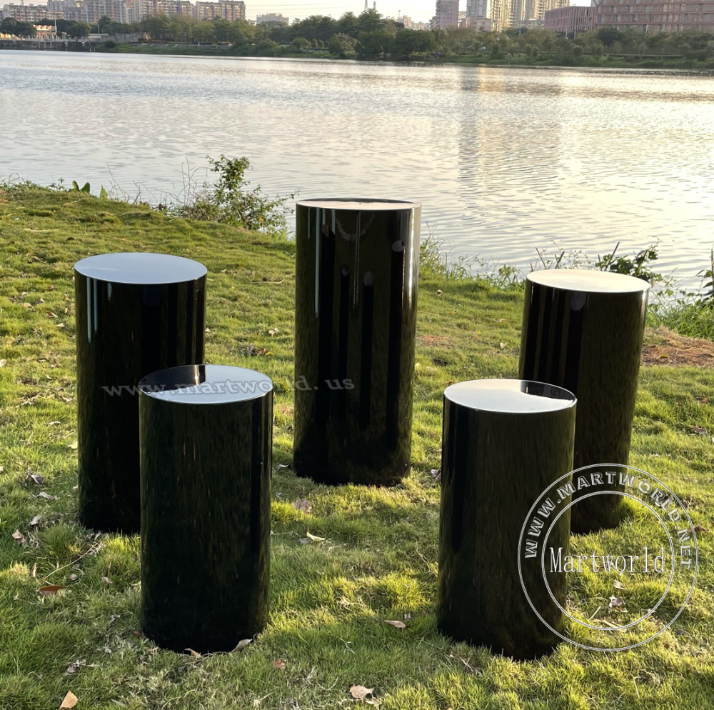 Large pedestal black table cylinder plinth table cake table birthday party table sweet table wedding table
