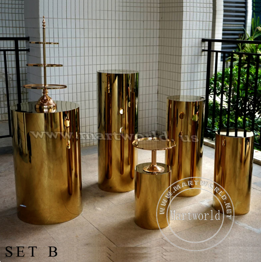 Pedestal gold table cylinder plinth table cake table birthday party table sweet table wedding table