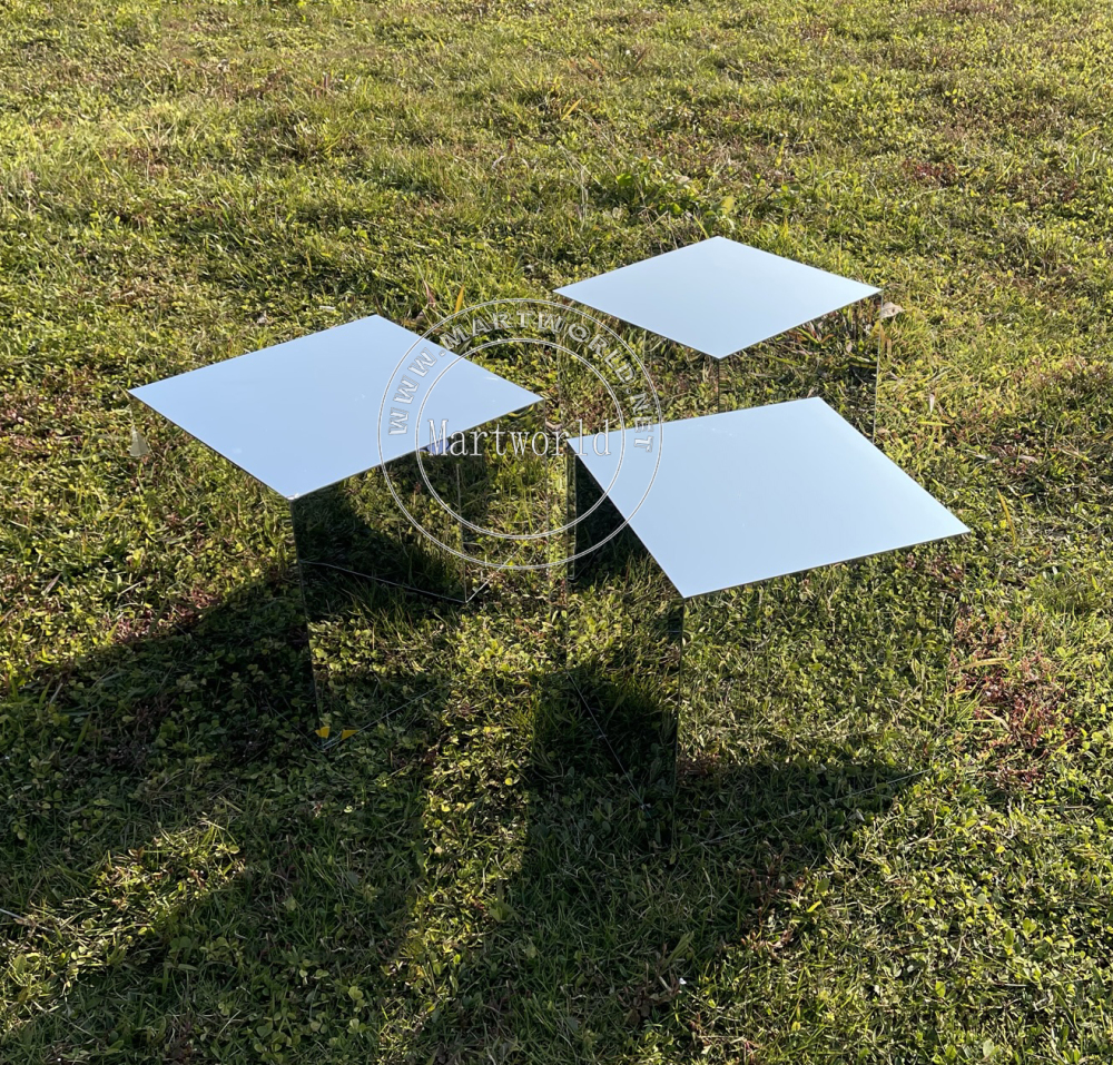 Silver mirror boxes glass mirror boxes wedding events backdrop outdoor  decorations birthday decor birthday ideas sweet table