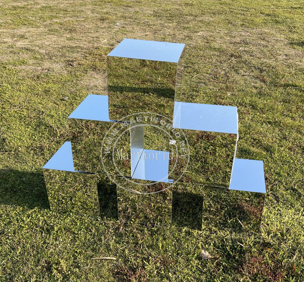 Silver mirror boxes glass mirror boxes wedding events backdrop outdoor  decorations birthday decor birthday ideas sweet table