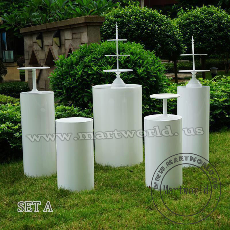 Pedestal white table cylinder plinth table cake table birthday party table sweet table wedding table