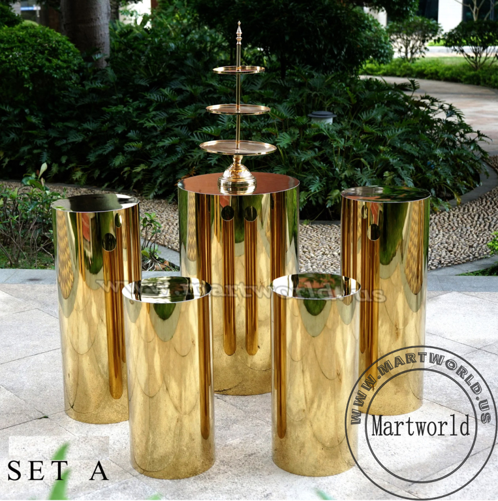 Pedestal gold table cylinder plinth table cake table birthday party table sweet table wedding table