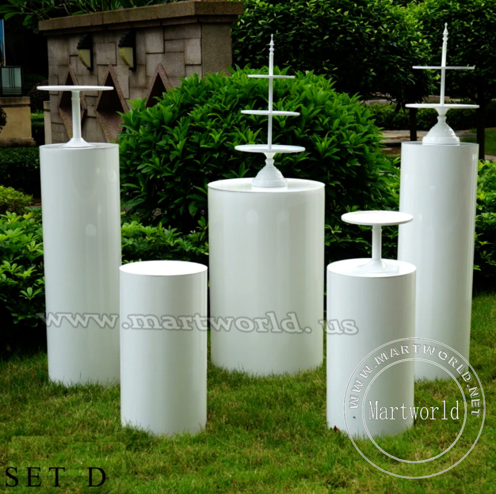 Pedestal white table cylinder plinth table cake table birthday party table sweet table wedding table
