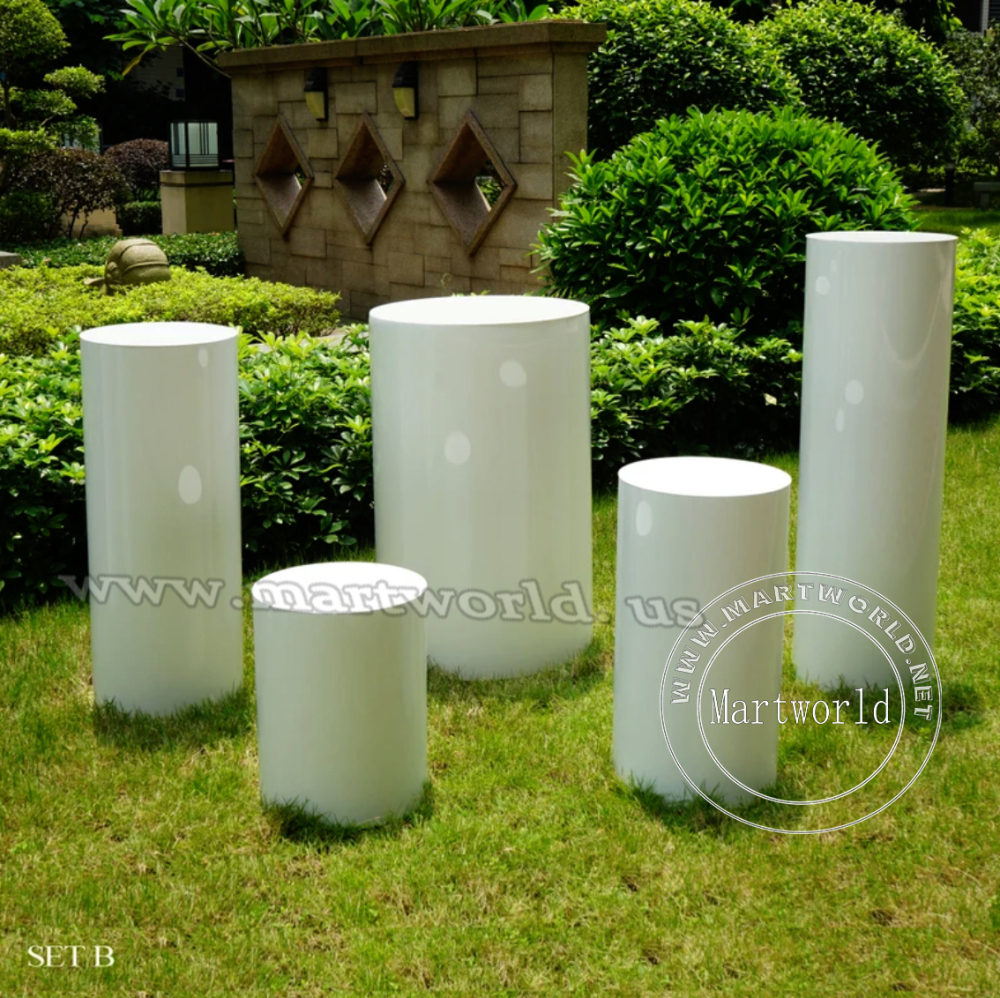 Pedestal white table cylinder plinth table cake table birthday party table sweet table wedding table