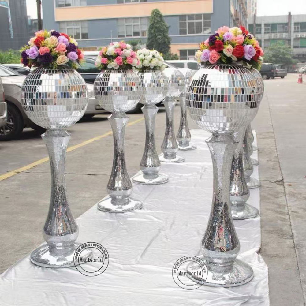 silver mirror fiber glass flower vase tall vase wedding party event home decoration bridal shower decoration aisle decoration