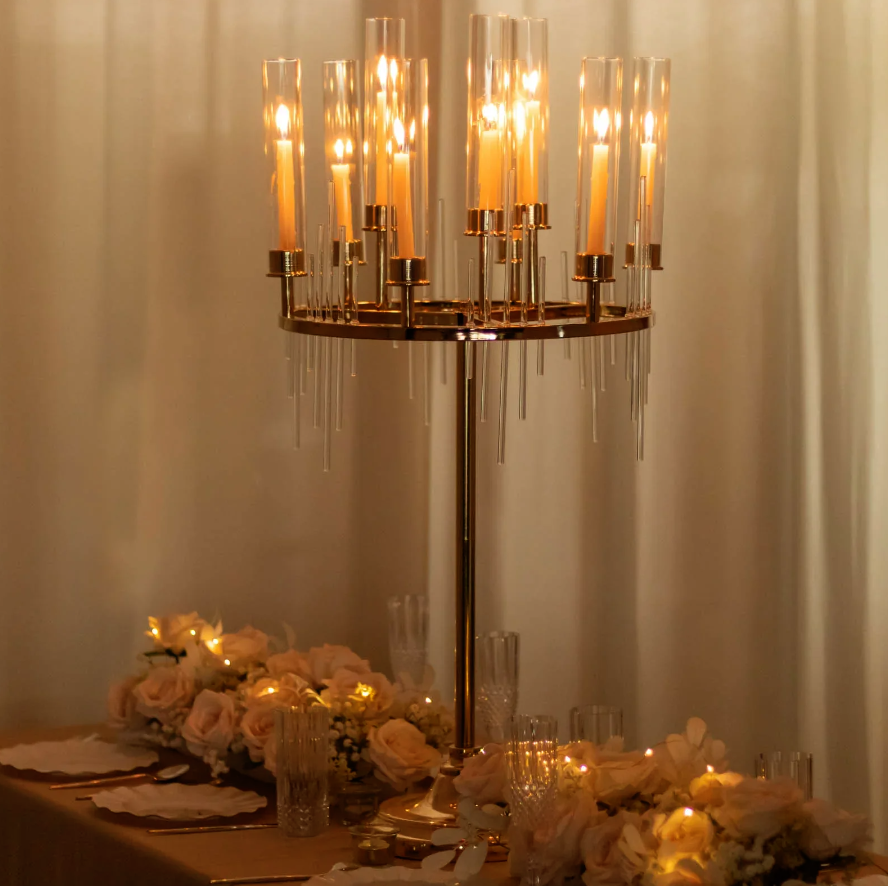 9 holder gold arcylic clear candel holder home decoration aisle deocration table cluster centerpiece wedding party event bridal shower decoration