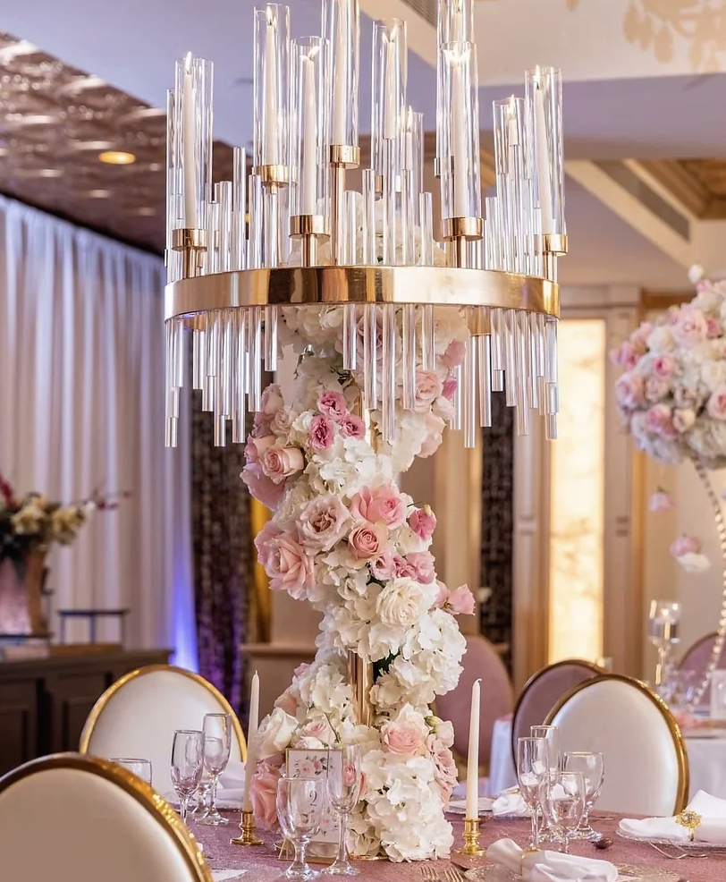 9 holder gold arcylic clear candel holder home decoration aisle deocration table cluster centerpiece wedding party event bridal shower decoration