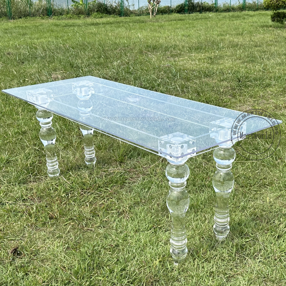 acrylic clear rectangle table events dining table  living room decoration home decoration bridal shower party decoration birthday cake table sweets candy bar table rectangular table