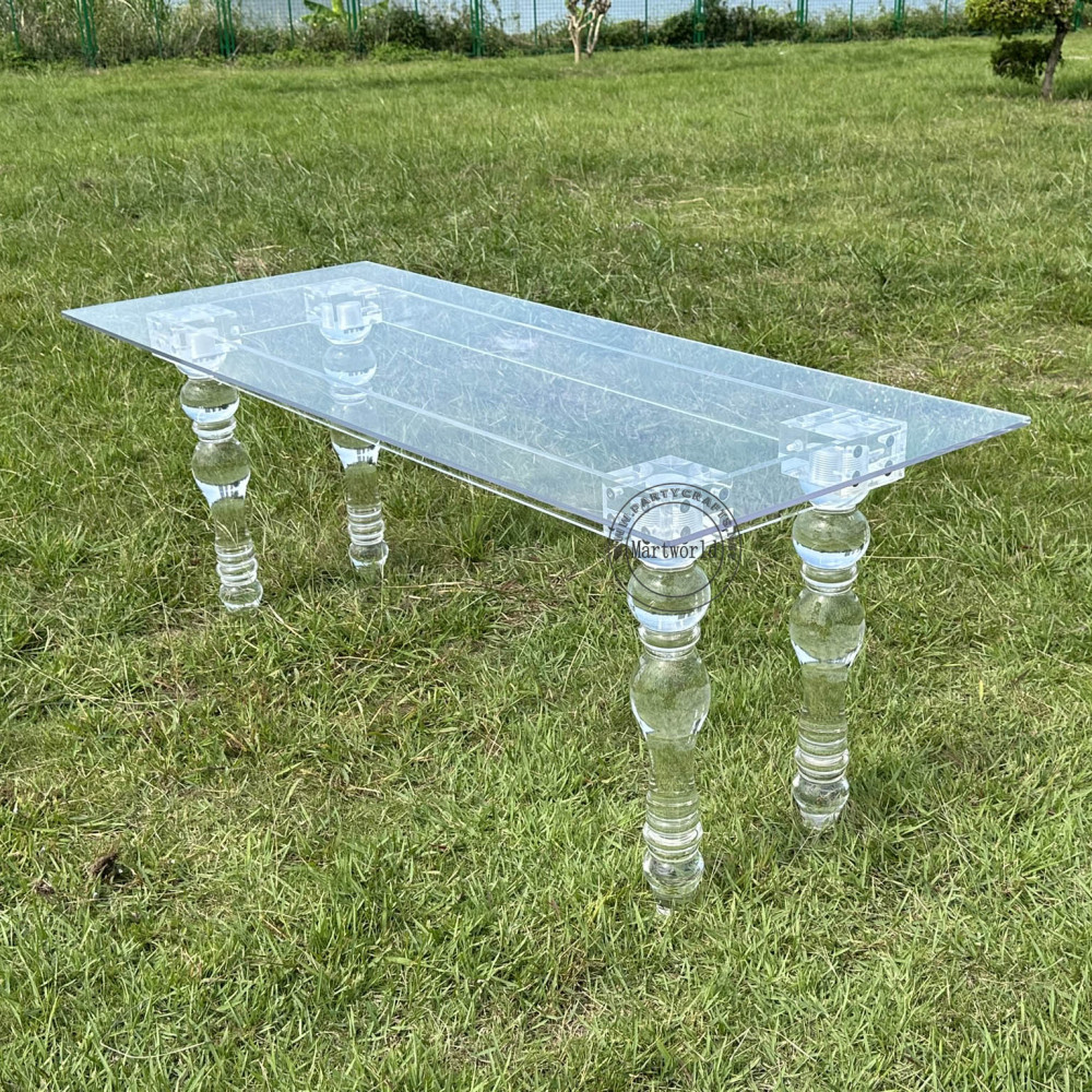 acrylic clear rectangle table events dining table  living room decoration home decoration bridal shower party decoration birthday cake table sweets candy bar table rectangular table