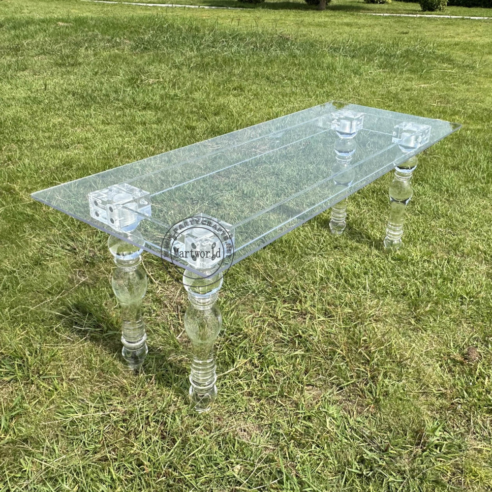 acrylic clear rectangle table events dining table  living room decoration home decoration bridal shower party decoration birthday cake table sweets candy bar table rectangular table