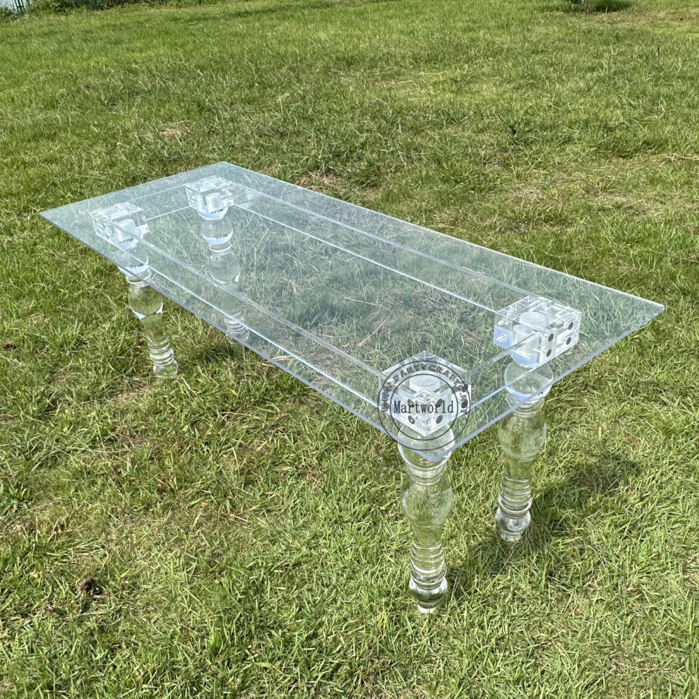 acrylic clear rectangle table events dining table  living room decoration home decoration bridal shower party decoration birthday cake table sweets candy bar table rectangular table