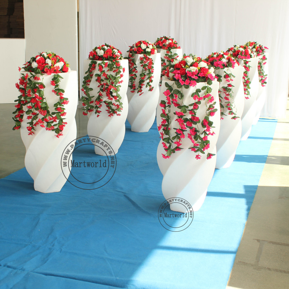 White fiberglass vase  decoration spiral pattern aisle decoration wedding party decoration bridal shower event decoration living room hotel hall decoration