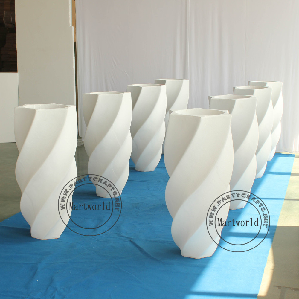 White fiberglass vase  decoration spiral pattern aisle decoration wedding party decoration bridal shower event decoration living room hotel hall decoration