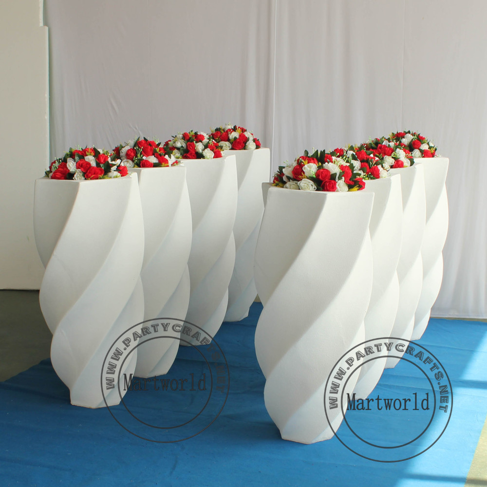 White fiberglass vase  decoration spiral pattern aisle decoration wedding party decoration bridal shower event decoration living room hotel hall decoration