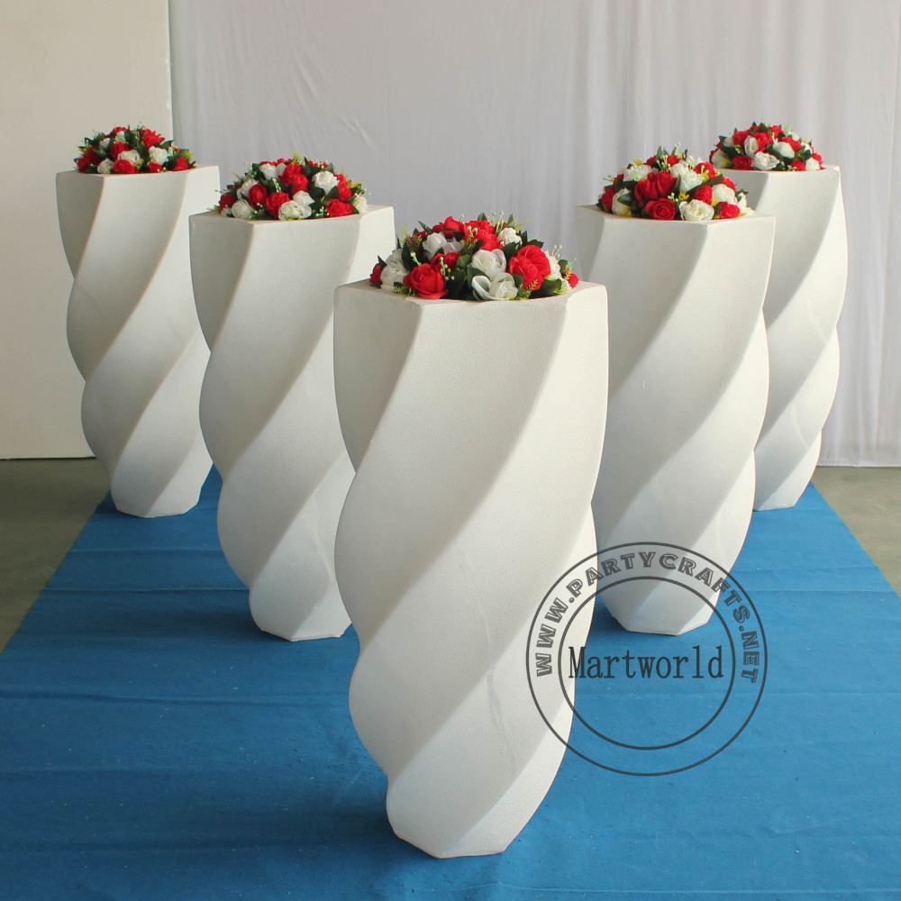 White fiberglass vase  decoration spiral pattern aisle decoration wedding party decoration bridal shower event decoration living room hotel hall decoration
