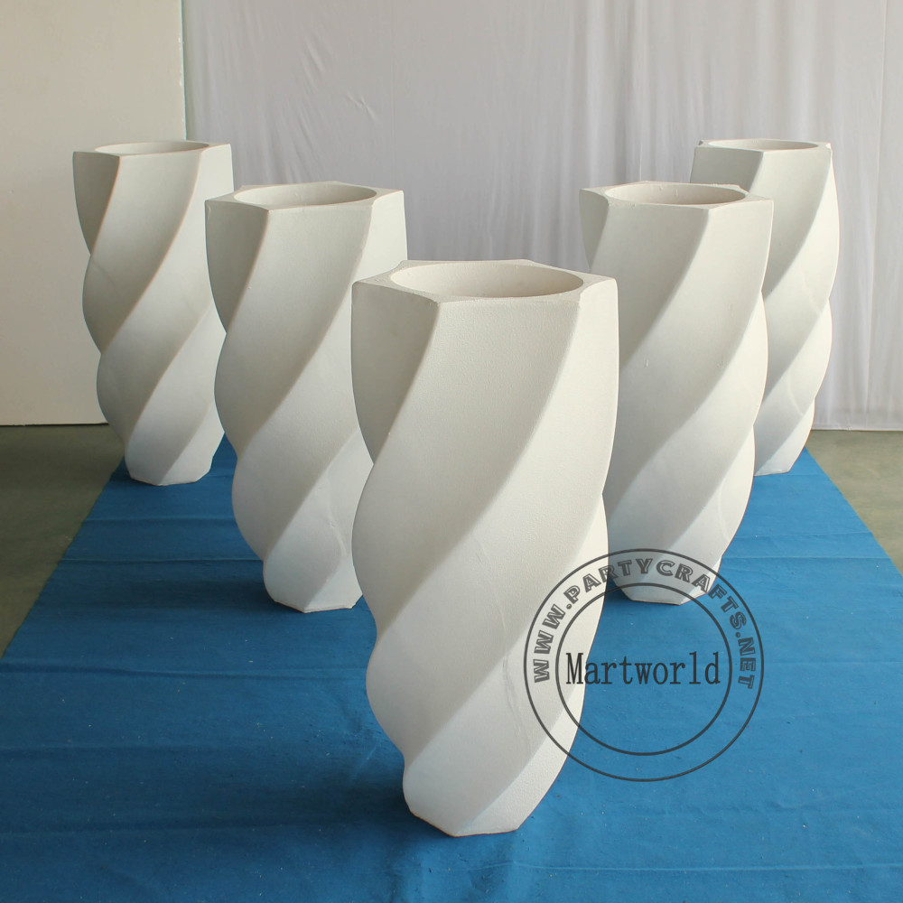 White fiberglass vase  decoration spiral pattern aisle decoration wedding party decoration bridal shower event decoration living room hotel hall decoration