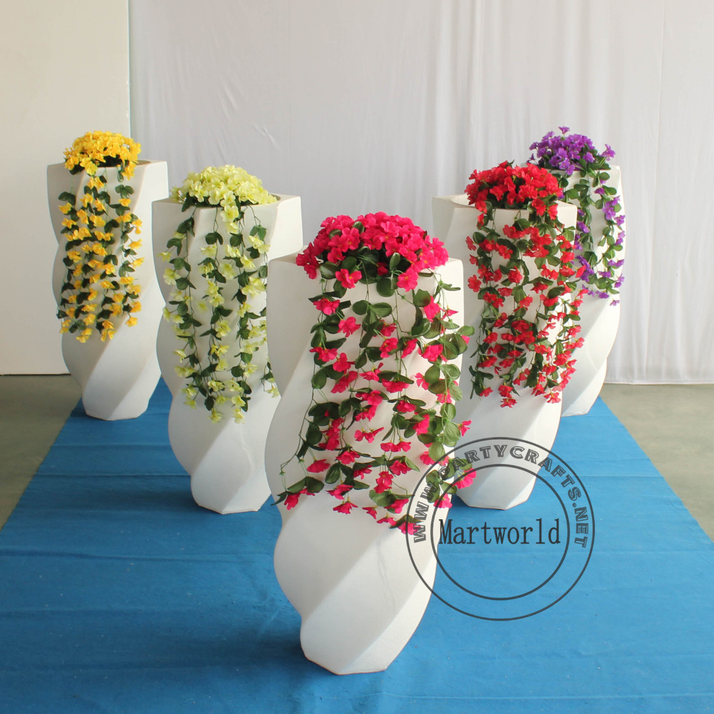 White fiberglass vase  decoration spiral pattern aisle decoration wedding party decoration bridal shower event decoration living room hotel hall decoration