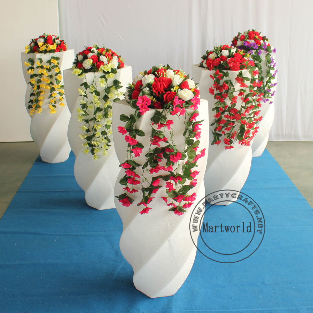 White fiberglass vase  decoration spiral pattern aisle decoration wedding party decoration bridal shower event decoration living room hotel hall decoration