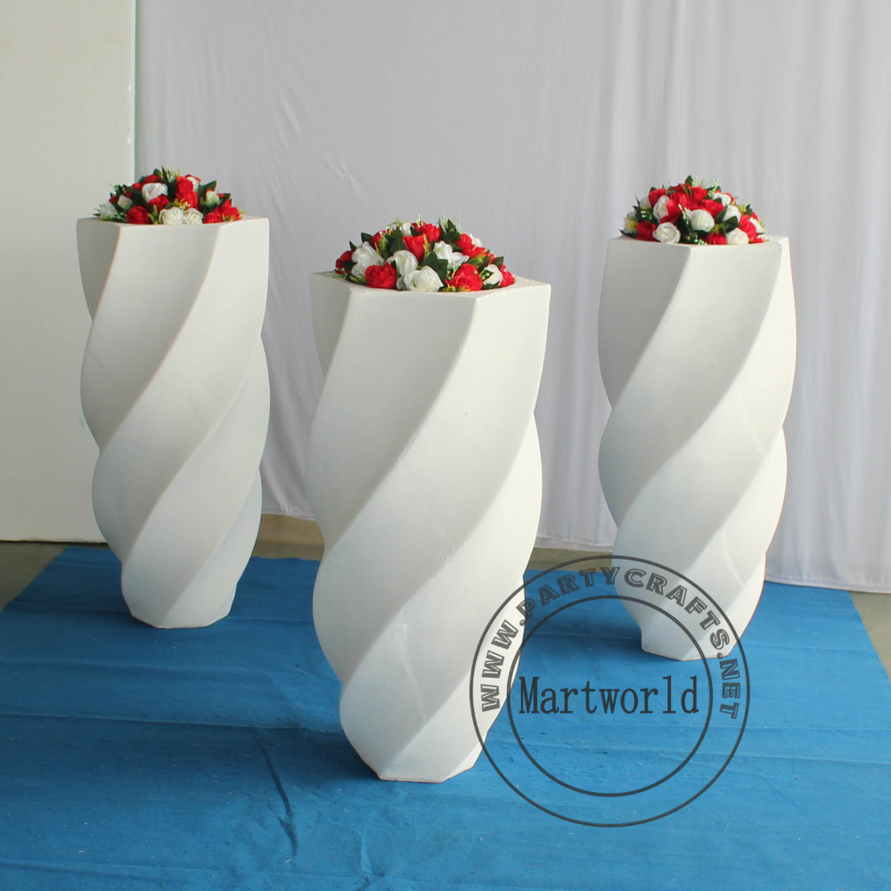White fiberglass vase  decoration spiral pattern aisle decoration wedding party decoration bridal shower event decoration living room hotel hall decoration