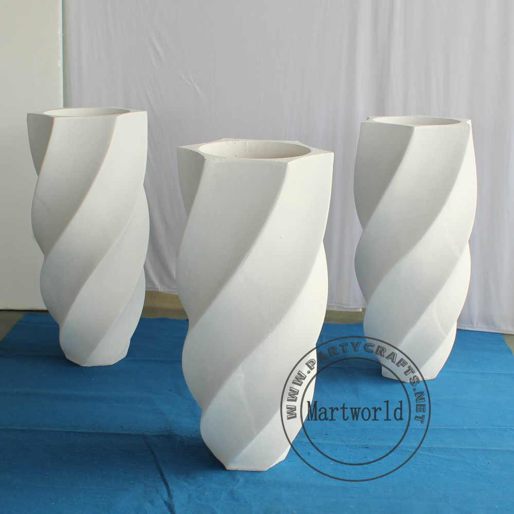 White fiberglass vase  decoration spiral pattern aisle decoration wedding party decoration bridal shower event decoration living room hotel hall decoration