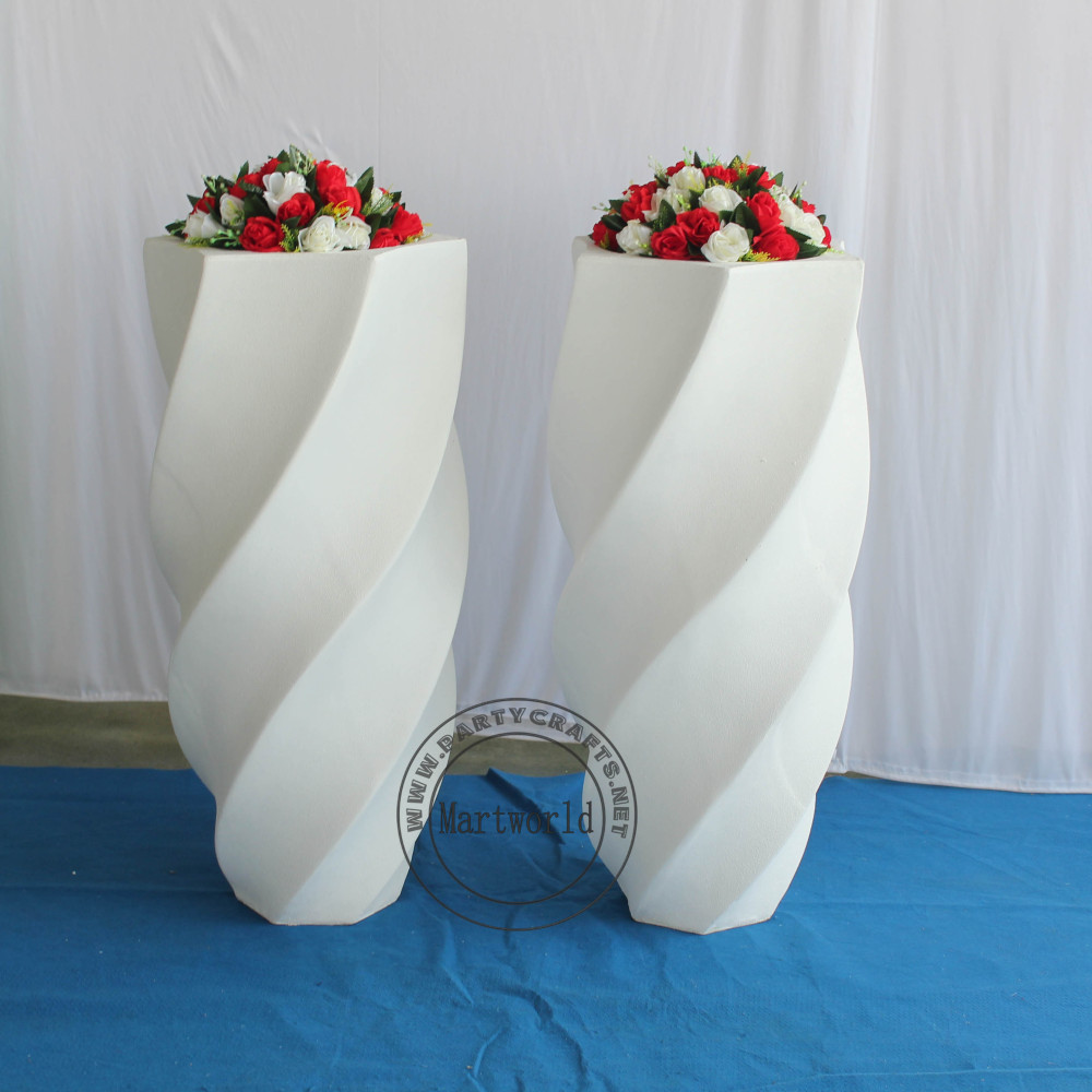 White fiberglass vase  decoration spiral pattern aisle decoration wedding party decoration bridal shower event decoration living room hotel hall decoration
