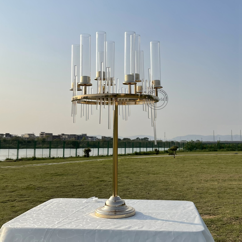 9 holder gold arcylic clear candel holder home decoration aisle deocration table cluster centerpiece wedding party event bridal shower decoration