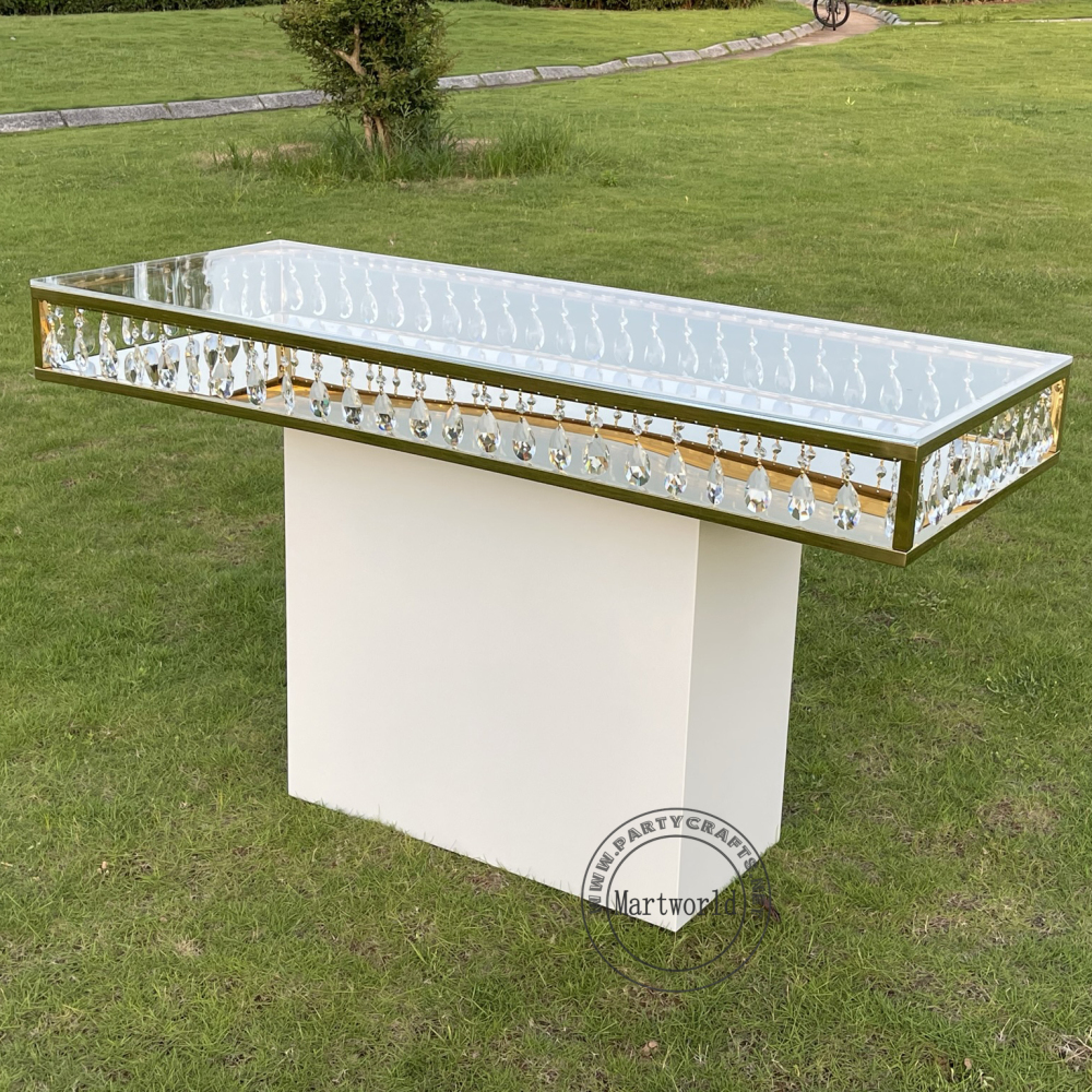 white rectangle crystal table crystal arcylic top white base wedding party event hotel hall decoration  home decoration rectangular table