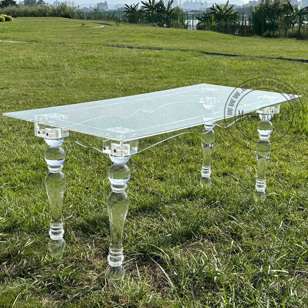 acrylic clear rectangle table events dining table  living room decoration home decoration bridal shower party decoration birthday cake table sweets candy bar table rectangular table