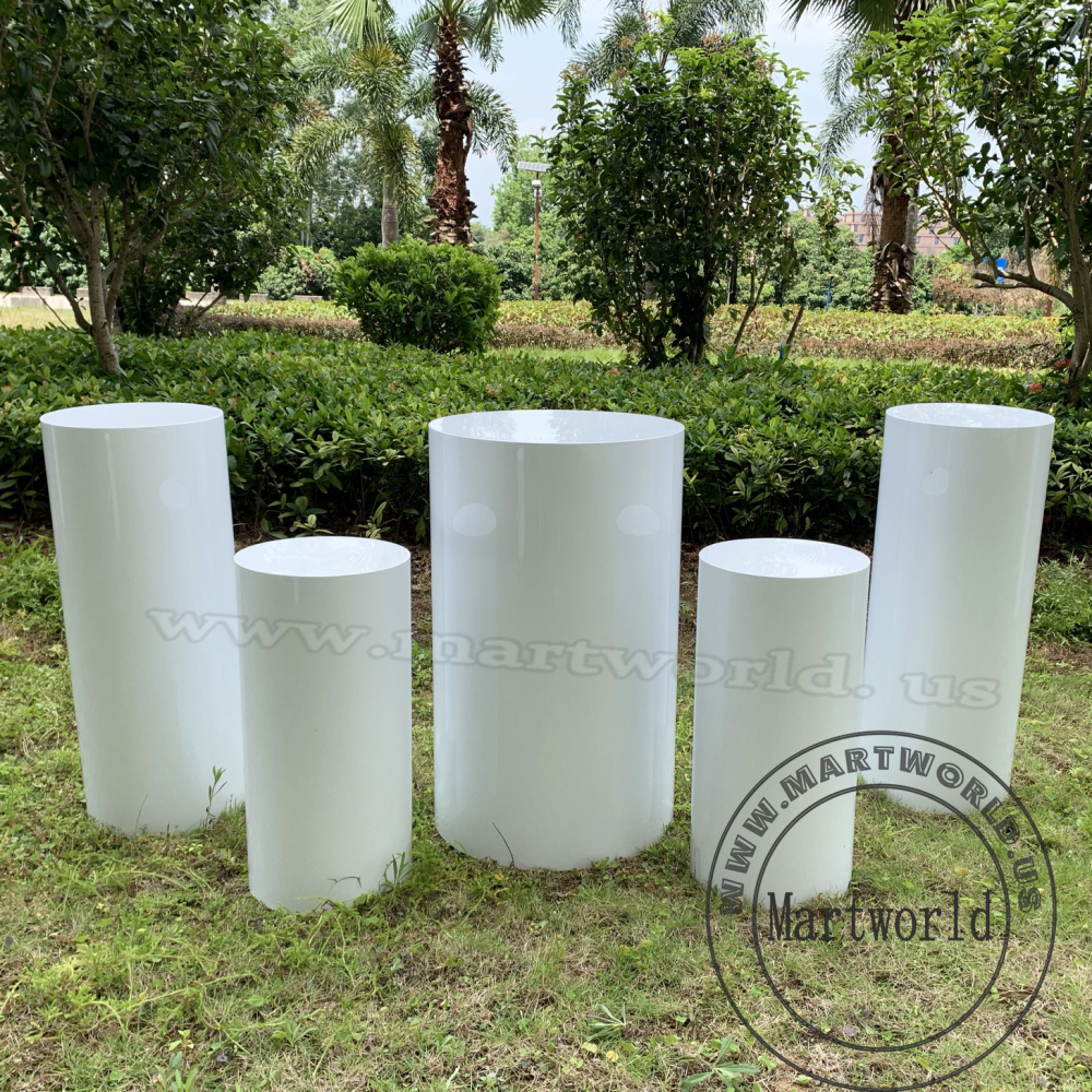 large size white plinths pedestal stand art display stands wedding party event decoration home decoration white cylinder pedestal backdrop decoration high pedestal bridal shower aisle round decoration  column pedestal gloss white plinth