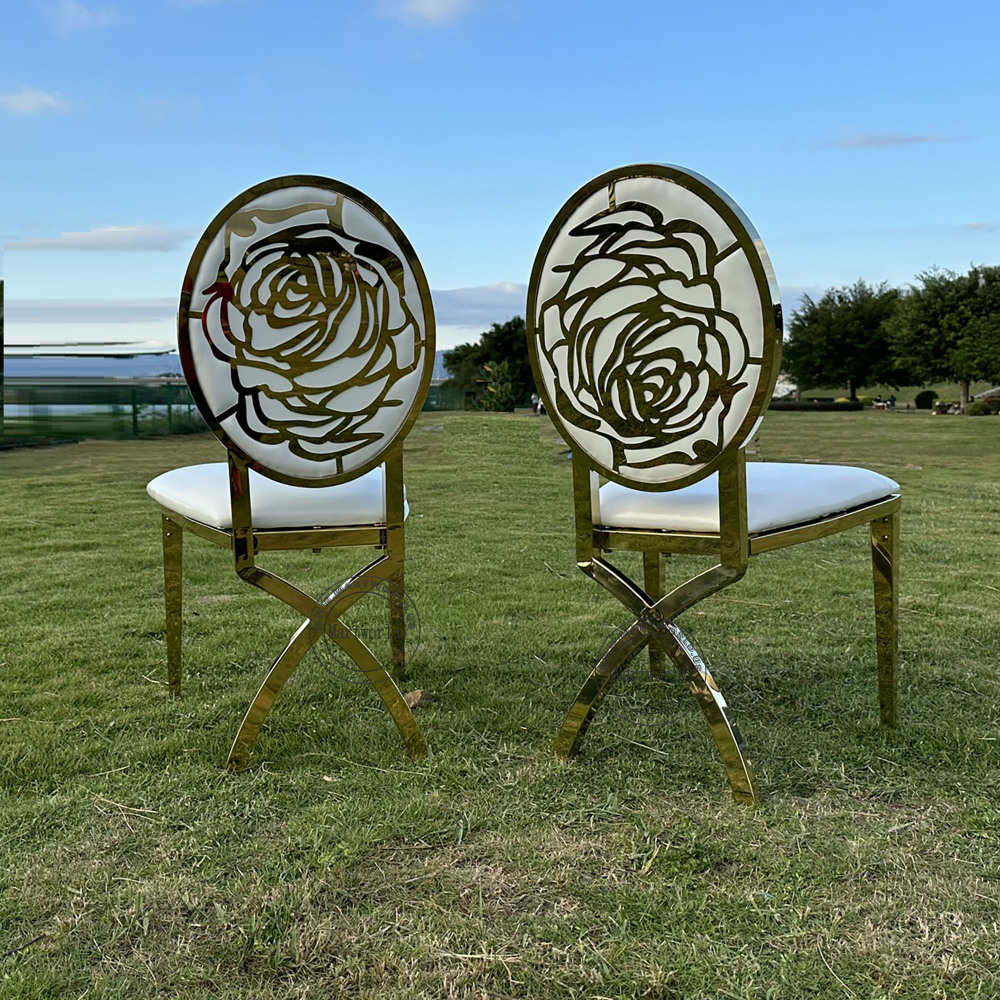 Rose Carved Luxury Chairs with Interchangeable Backside Logo Bridal Shower Couple Chairs Elegant Wedding Banquet Chairs Event Party Decoration Seating