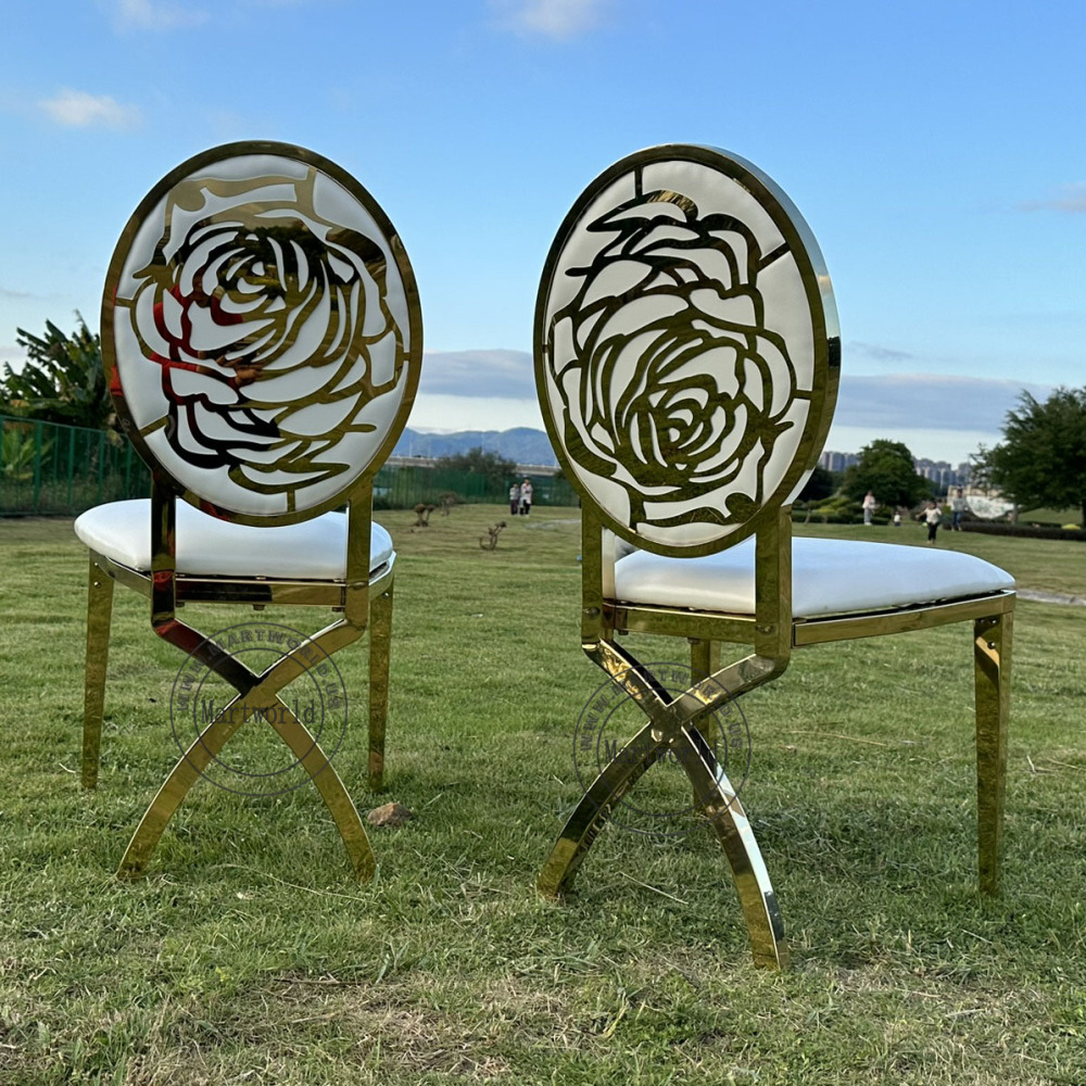 Rose Carved Luxury Chairs with Interchangeable Backside Logo Bridal Shower Couple Chairs Elegant Wedding Banquet Chairs Event Party Decoration Seating