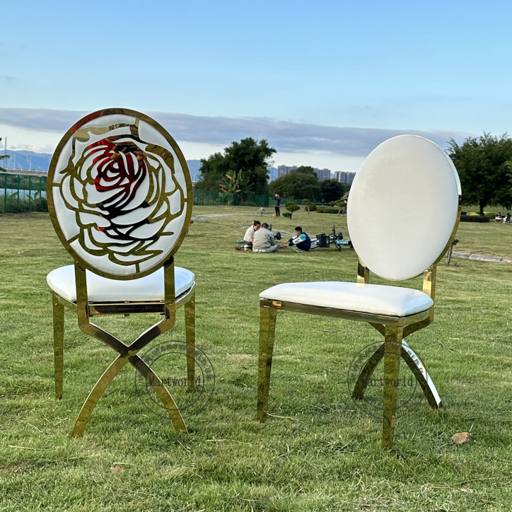 Rose Carved Luxury Chairs with Interchangeable Backside Logo Bridal Shower Couple Chairs Elegant Wedding Banquet Chairs Event Party Decoration Seating
