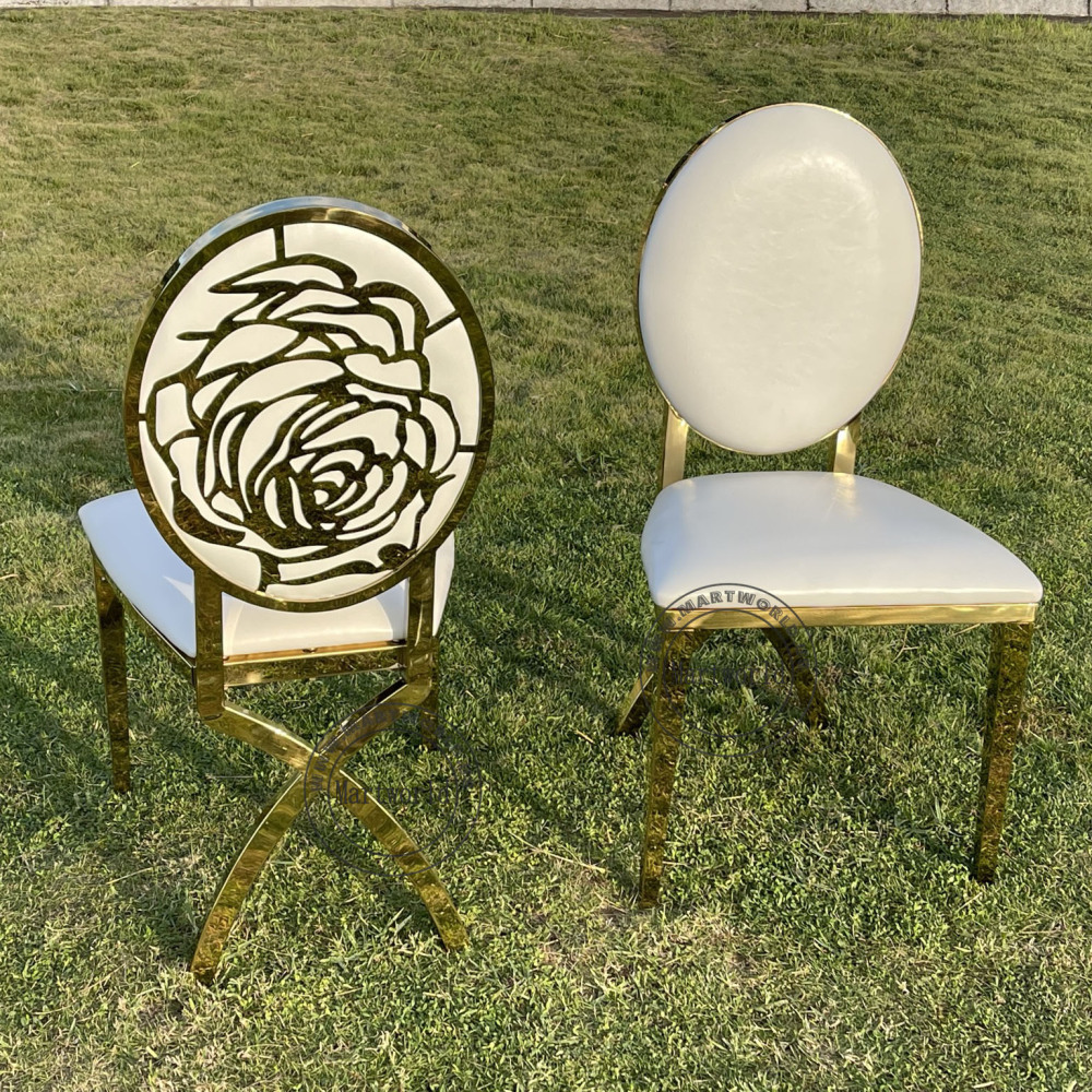 Rose Carved Luxury Chairs with Interchangeable Backside Logo Bridal Shower Couple Chairs Elegant Wedding Banquet Chairs Event Party Decoration Seating