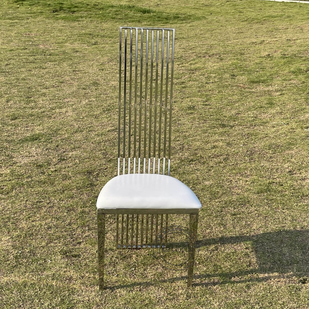 Silver High Back Dining Chair Luxury Banquet Chair Modern Wedding Event Chair Bridal Shower Party Chair Elegant Dining Room Furniture Decoration