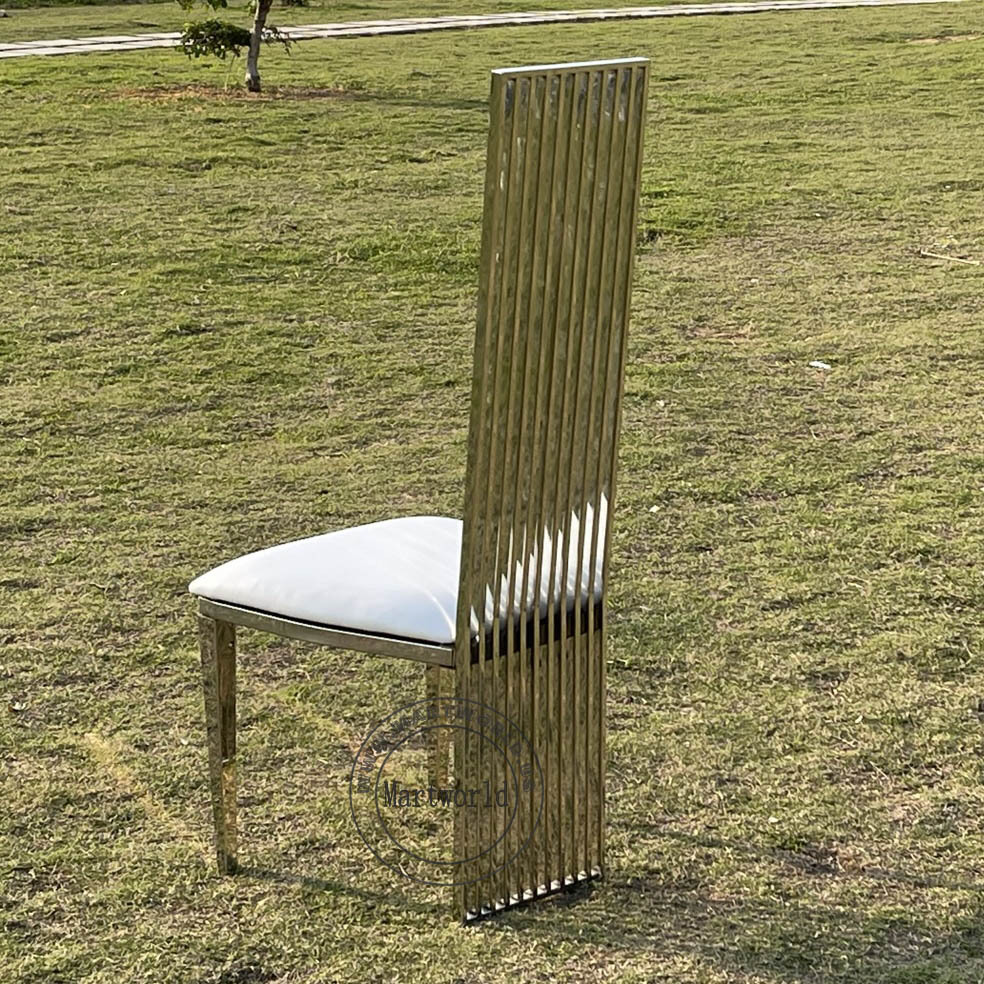 Silver High Back Dining Chair Luxury Banquet Chair Modern Wedding Event Chair Bridal Shower Party Chair Elegant Dining Room Furniture Decoration