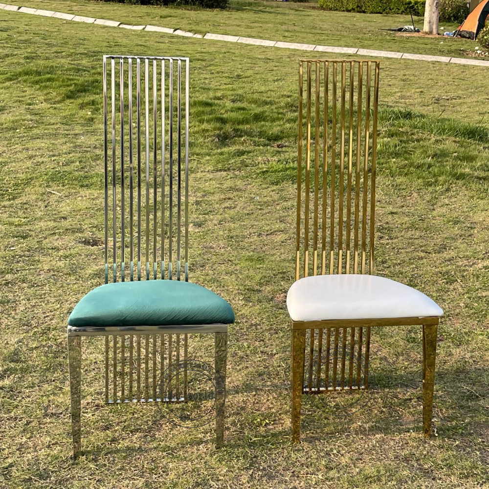 Silver High Back Dining Chair Luxury Banquet Chair Modern Wedding Event Chair Bridal Shower Party Chair Elegant Dining Room Furniture Decoration