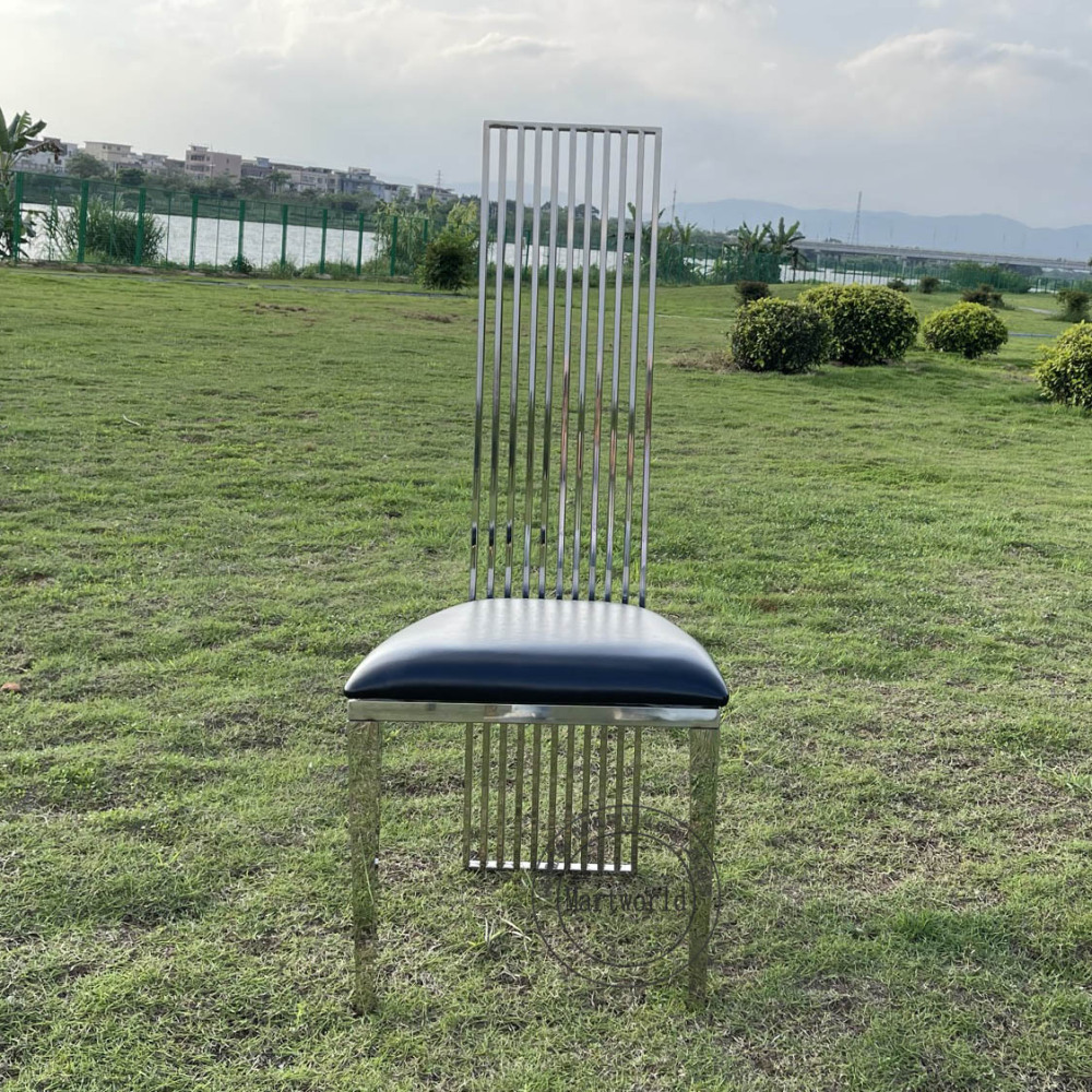 Silver High Back Dining Chair Luxury Banquet Chair Modern Wedding Event Chair Bridal Shower Party Chair Elegant Dining Room Furniture Decoration