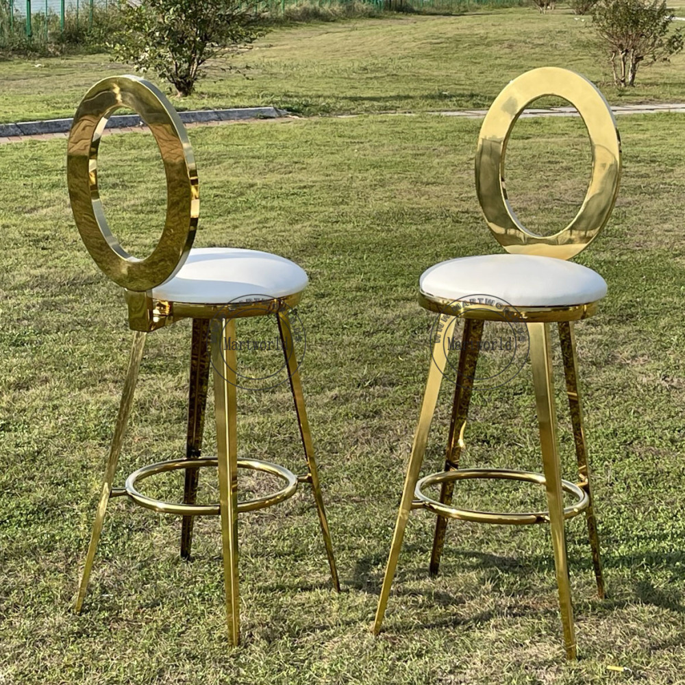 Gold Drink Bar Table and Bar Stools Set Party Event Dessert Bar Sweets Bar Decor Dining Room Decor Backyard Garden Decor Stylish Modern Furniture for Entertaining and Home Use
