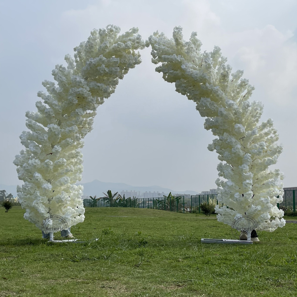white cherry blossom arc backdrop stand backdrop cherry blossom tree stage artificial tree artificial flower fake tree garden layout