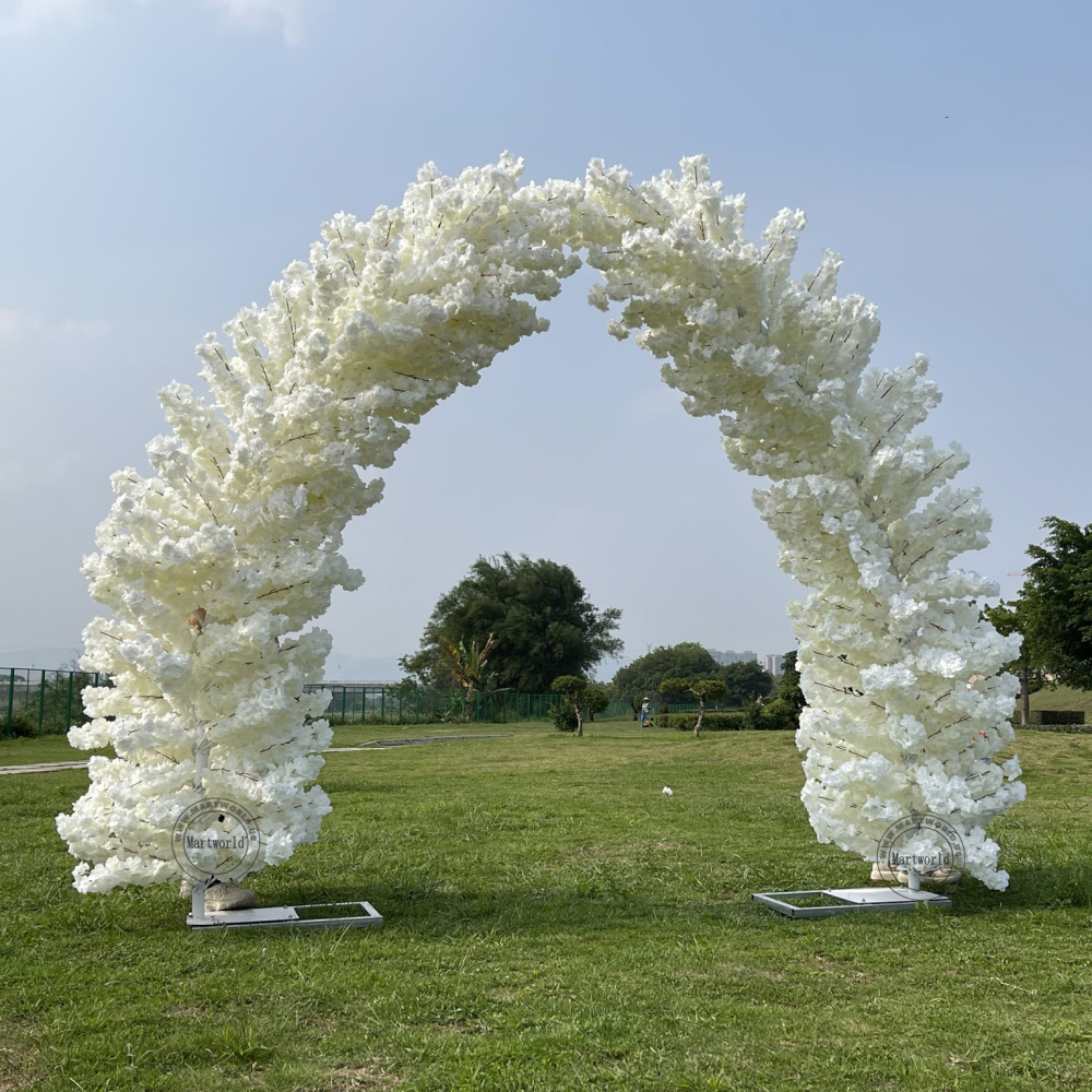 white cherry blossom arc backdrop stand backdrop cherry blossom tree stage artificial tree artificial flower fake tree garden layout