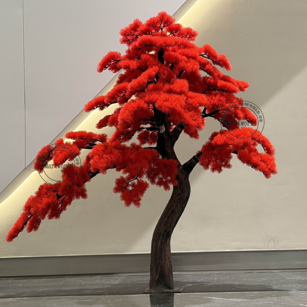 Bonsai tree red arfificial pine tree detachable faux tree artificial bonsai tree Christmas decor villa courtyard decor landscape decor ideas