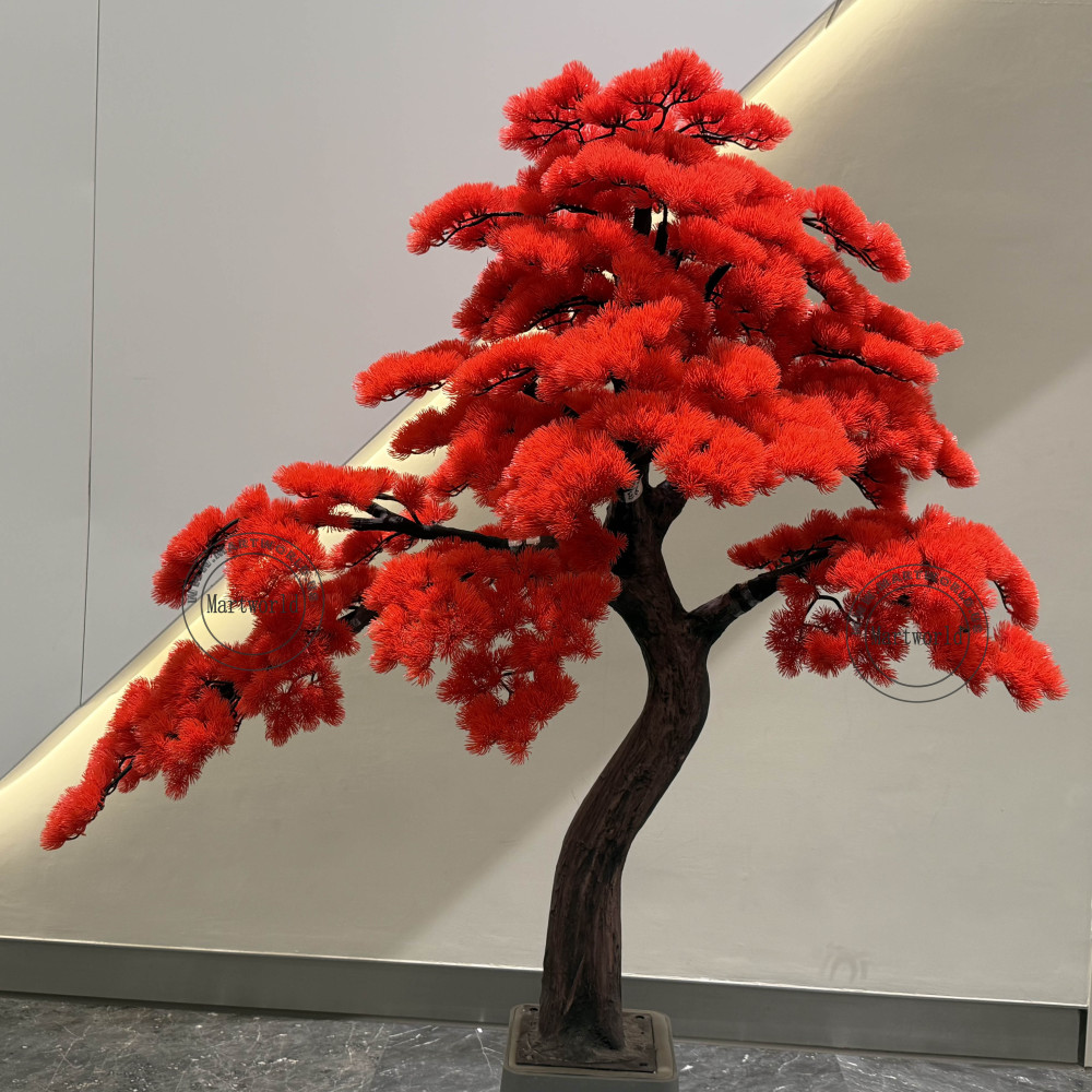 Bonsai tree red arfificial pine tree detachable faux tree artificial bonsai tree Christmas decor villa courtyard decor landscape decor ideas