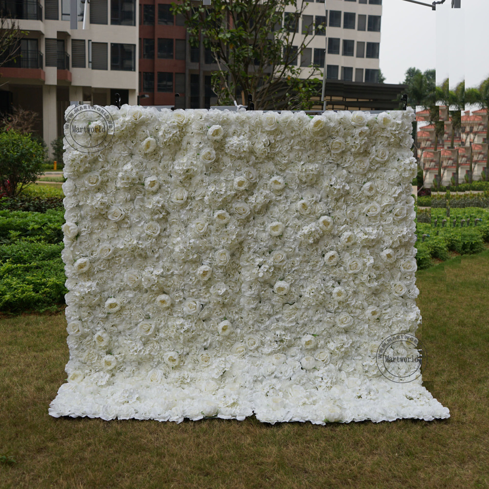 white 3D flower wall romantic rose floral wall for party events planning garden layout bridal shower couples shower wedding photo backdrops decoration