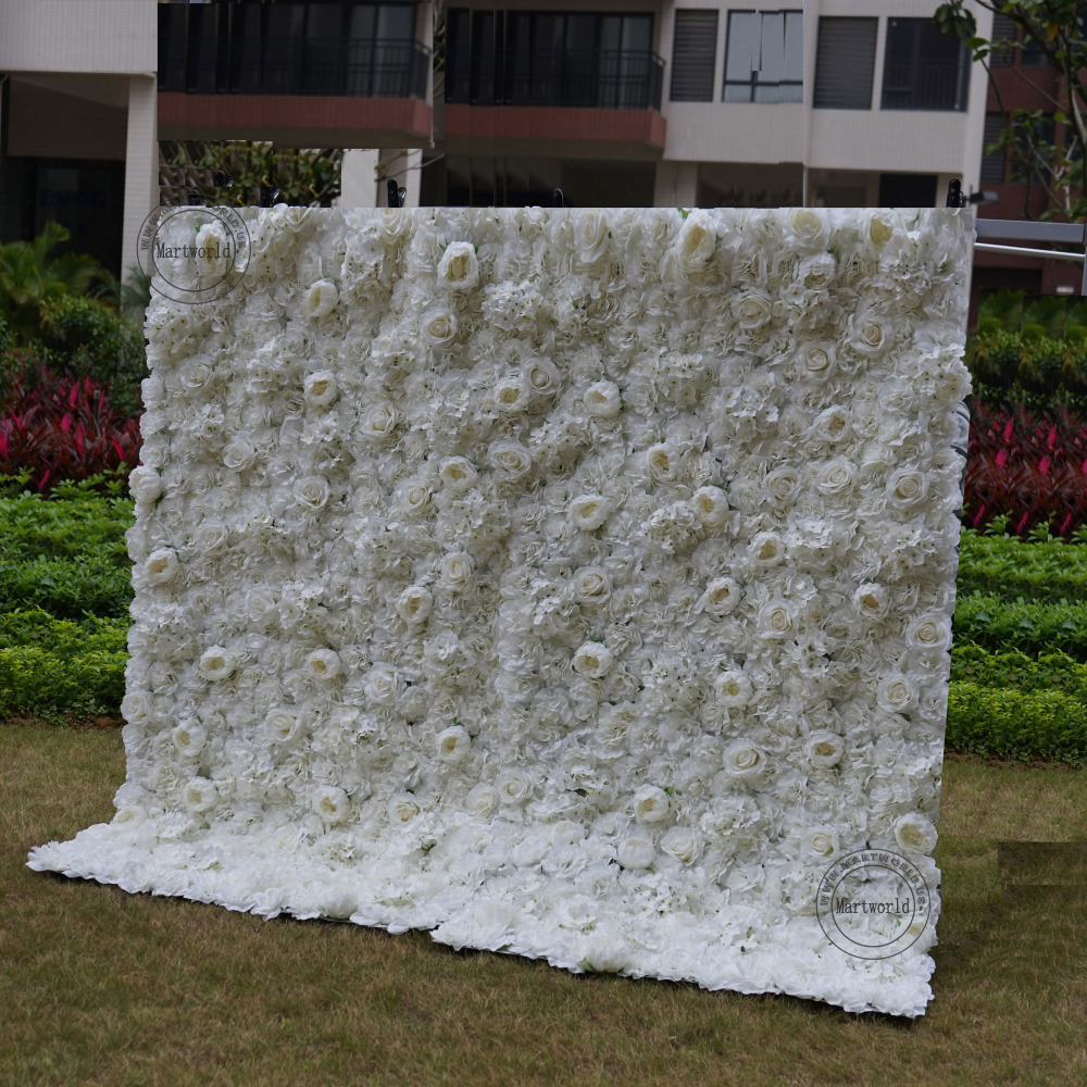 white 3D flower wall romantic rose floral wall for party events planning garden layout bridal shower couples shower wedding photo backdrops decoration