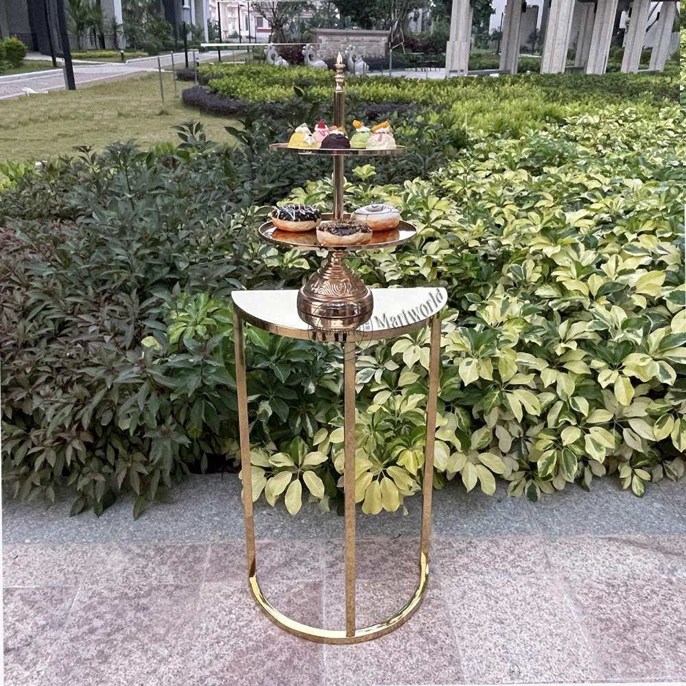 silver and gold moon shape cake candy table top gold base aisle decoration home decoration art display stands wedding birthday party event bridal shower planning decoration