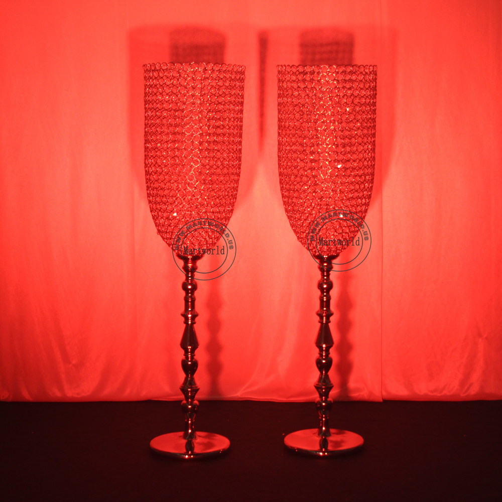crystal centerpiece champagne glass flower vase hotel hall decoration wedding party event bridal shower decoration  aisle deocration