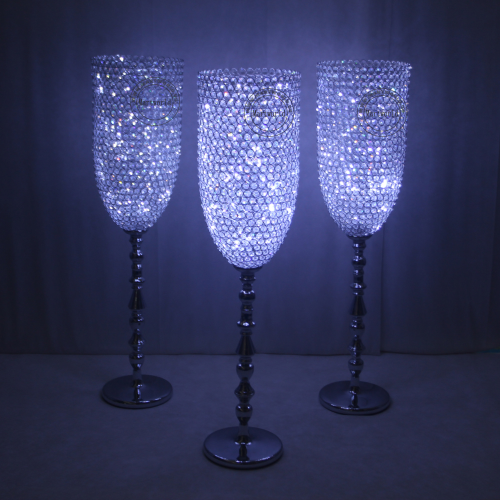 crystal centerpiece champagne glass flower vase hotel hall decoration wedding party event bridal shower decoration  aisle deocration