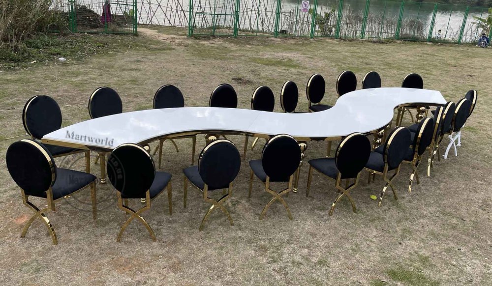 serpentine dining table wedding banquet round table bride and groom table baby shower couples shower table celebrations party dinner table